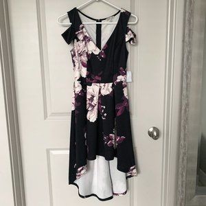 Purple Floral Off the Shoulder Dress